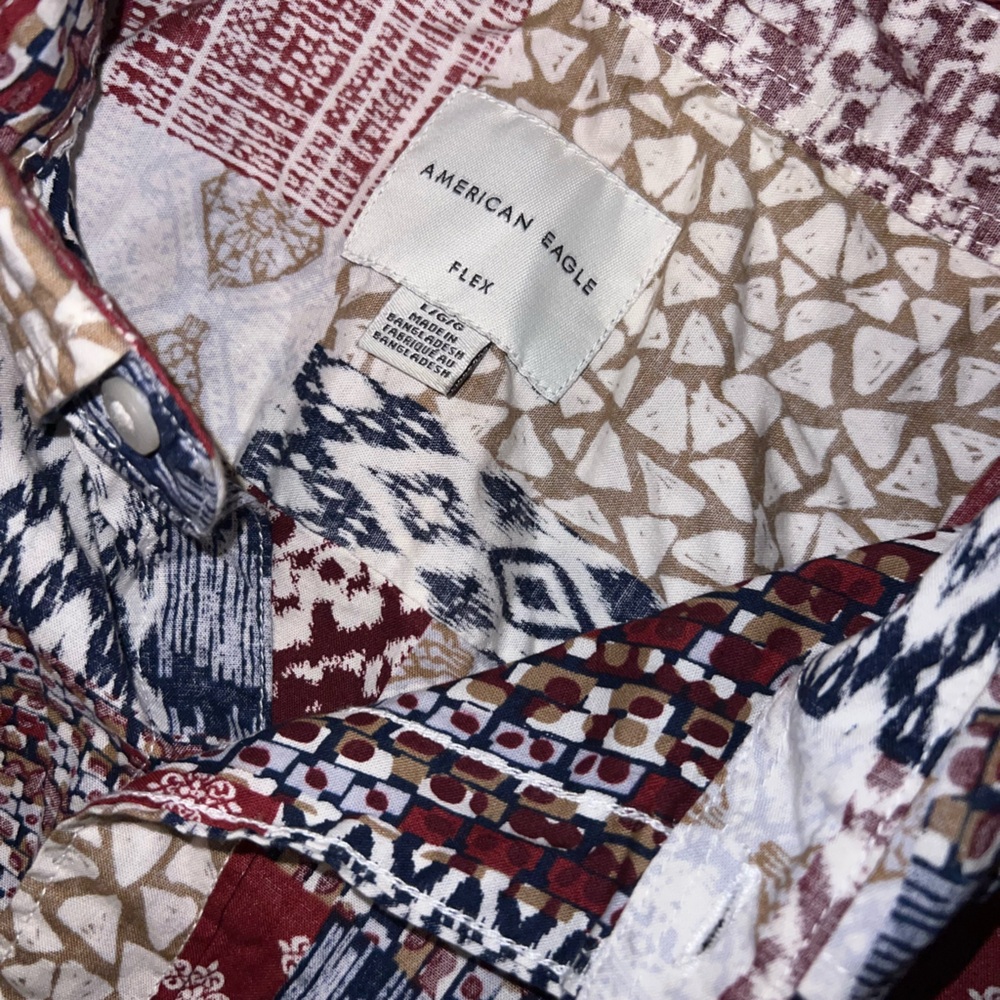 American Eagle Men’s Button Down Patchwork Shirt - image 3
